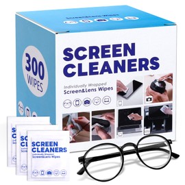 Pre-Moistened Lens Cleaning Wipes, 300 Pcs Cleaning Wipes for Glasses, Computer & Laptops Screens, Smart Phones, Optical Lens, Goggles, and Watch Screen l Quick-Dry and Scratch-Free (blue)