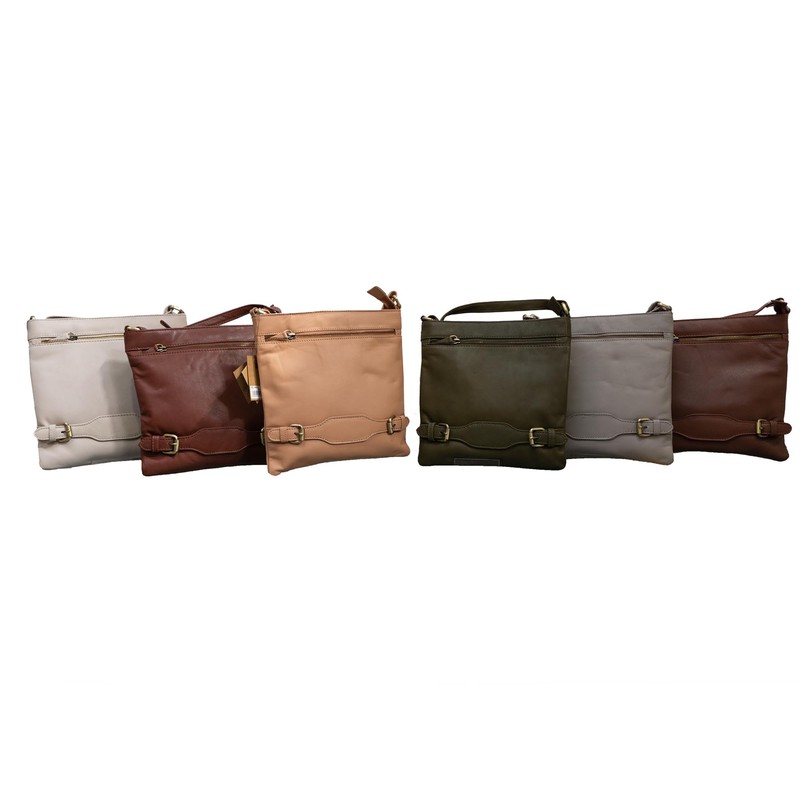 Black Leather Cross Body Bag with Zip Closure