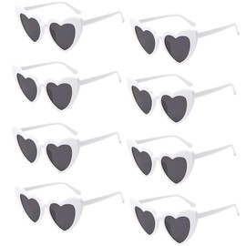 MOSIERRY Heart Shaped Sunglasses White Love Heart Shaped Glasses Bride Wedding Sunglasses Womens, 8 Pack