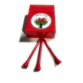 ORANGE BOOM Premium Golf Tees Set, National Flags Design, Unique Box Style, 70mm Length, 20-Pack, United Kingdom Countries Theme (RED, WALES)