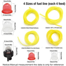 AC04122 4 Size Fuel Line Primer Bulb Fuel Filter kit Replacement for Small Engine Zama Poulan Craftman Ryobi Homelite Husqvarna Carburetor Chainsaw Weed Eater Trimmer Blower