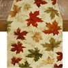 Fall Retro Maple Leaves Table Runner 13x36 Inch Linen Autumn