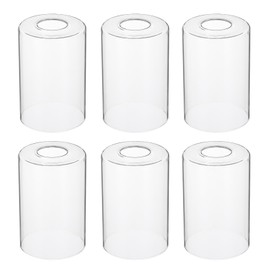 PATIKIL 6 x 4 Inch Clear Glass Shades Replacement, 6pcs Handmade Glass Lamp Shade Cylinder Lampshade Light Fixture with 1-5/8" Fitter for Chandelier Pendant Wall Sconces