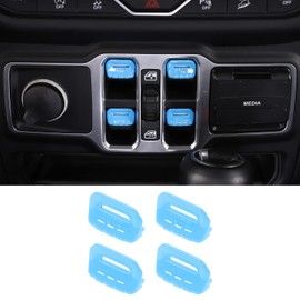 Jimen Compatible with Jeep Wrangler JL JLU 2018-2023 and Jeep Gladiator JT 2020-2023, 4PCS Center Console Window Button Switch Cover Interior Trim Accessories (Light Blue)