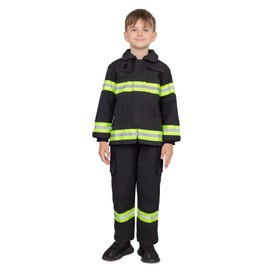 Costume Agent Custom Fireman Fire Fighter Child Costume Jacket and Pants Set - Black (4/5T)