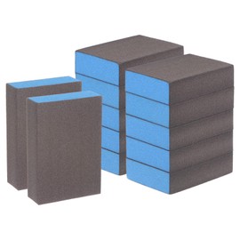sourcing map 12pcs Sanding Sponge Blocks #280 (2000-2500 Grits) Wet/Dry Hand Sanding Sponges, 100x70x25mm Foam Sanding Block Pad for Polishing Kitchen Metal Wood Drywall Furniture, Brown&Blue