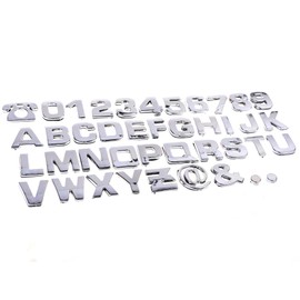 Cosmos 40 Pcs Silver Tone Plastic Car Letters Number Sticker 3D Emblem Trim Badge Decal Sticker