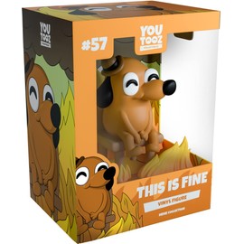 Youtooz This is Fine Dog, 3.7" Vinyl Figure of This is Fine Meme Dog Based on Funny Internet Meme This is Fine - Youtooz Meme Collection