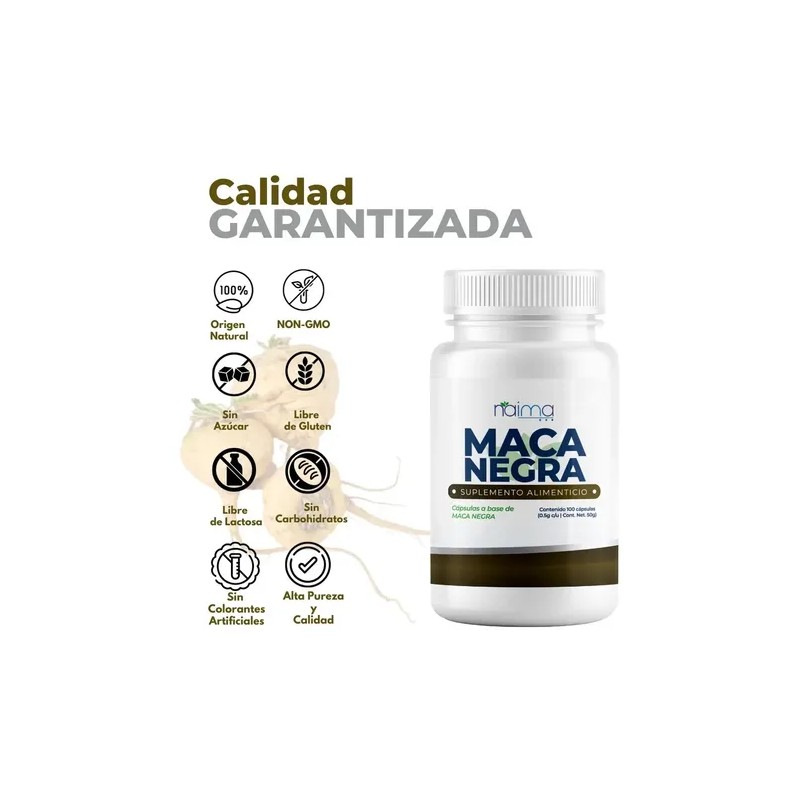 Maca Negra 500mg - 500 Cápsulas Pack Sin Sabor
