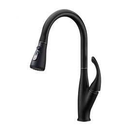 QQAMOGNNK Black Kitchen Sink Mixers One Handle Stream Sprayer Shower Head Deck Mounted Pull Out Kitchen Faucet Pull Down Hot Cold (Color : Black)