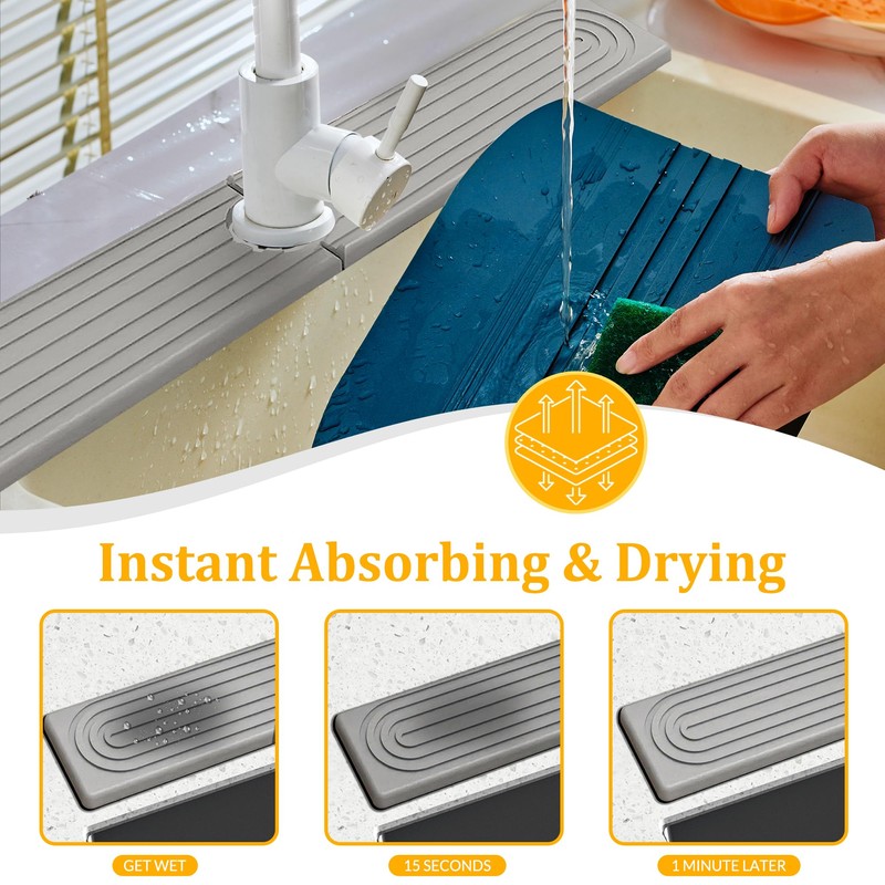 Faucet Mat for Kitchen Sink, Super Absorbent Faucet Splash Guard,