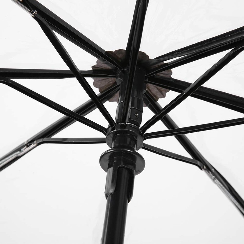 Ymiko Rain Umbrellas Portable Tri-fold Ladies Fashion Umbrella Foldable Transparent