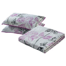 All American Collection Purple and Grey Modern Plaid Bedspread and Pillow Sham Set | Matching Curtains Available! (King/Cal King Size)