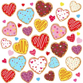 Whaline 9 Sheets Valentine's Day Window Cling Stickers Cookie Heart Dessert Colorful Reusable Window Decals for Wedding Anniversary Party Home Office Classroom Decoration