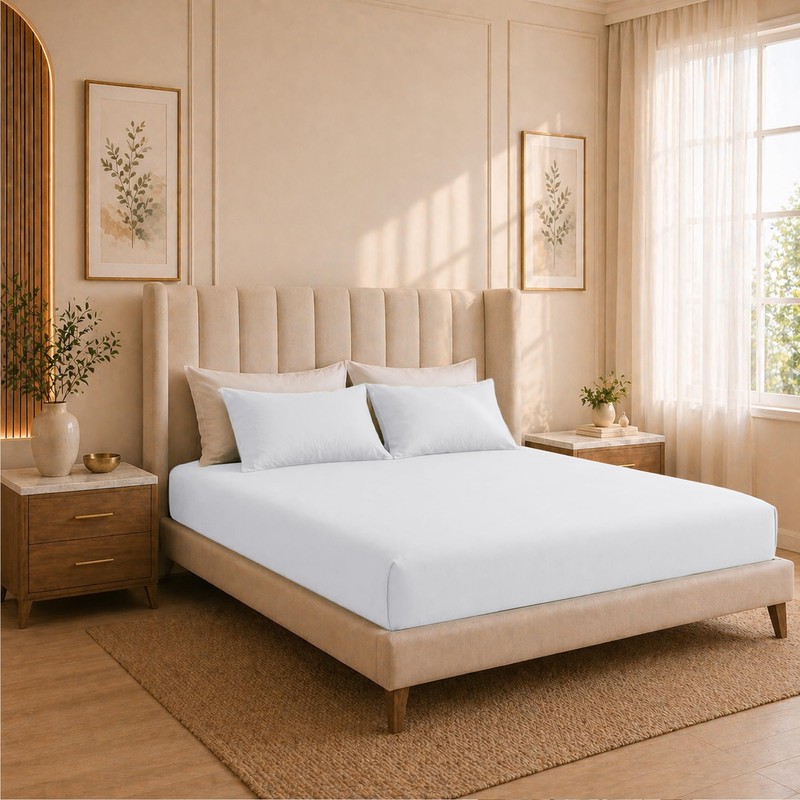 Moonlight Bedding Super King Fitted Sheet White - Premium 25cm