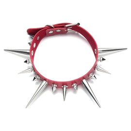 FNQUFUJ Long Spiked Choker Punk Collar Necklace Goth decor Jewelry Gothic Accessories (red)