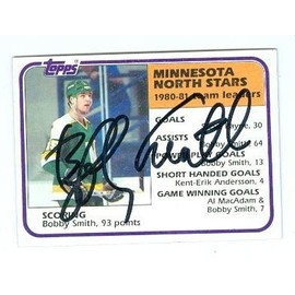 Bobby Smith autographed hockey card (Minnesota North Stars) 1981 Topps #55