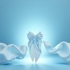 Fermaglio per capelli con fiocco in raso setoso blu chiaro