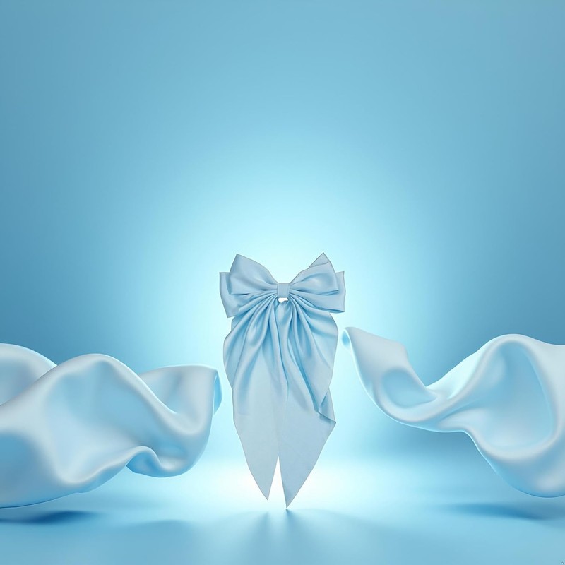 Fermaglio per capelli con fiocco in raso setoso blu chiaro