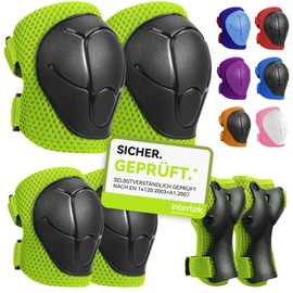 iMoebel Set of 6 Protectors Protector Set, Inline Protective Equipment, Protector Set, Children, Knee Pads, Elbow Pads, Hand Guards, Adjustable for Skating, Scooter, Skateboard