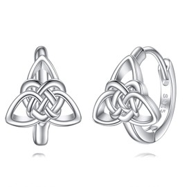 WINNICACA Celtic Love Knot Earrings 925 Sterling Silver Heart Celtic Trinity Knot Huggie Hoop Earrings Lever back Earrings Celtic Jewelry Irish Gifts for Women Her Wife Christmas Birthday Gift