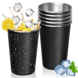 SYNMORE 6PCS Vasos de Acero Inoxidable de 500 ml, Tazas Térmicas Apilable de Bebida Caliente y Fría, Vasos Metálicos Duraderos y Ecológicos, Ideal para el Hogar, Bar, Restaurante, Viajes, Camping