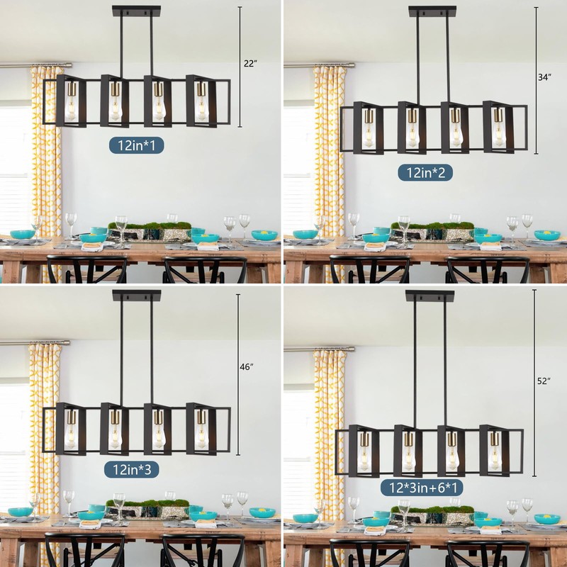 35.4" Kitchen Island Lighting Fixture, Dining Room 4 Lights Chandeliers,