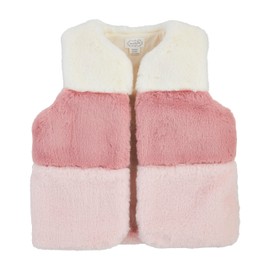 Mud Pie Girls Children Pink Color Block Fur Vest