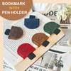 MOTEERLLU Leather Magnetic Bookmark with Pen Holder - Initial Pattern