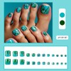 Summer Press On Toe Nails Blue Fake Toenails Square False