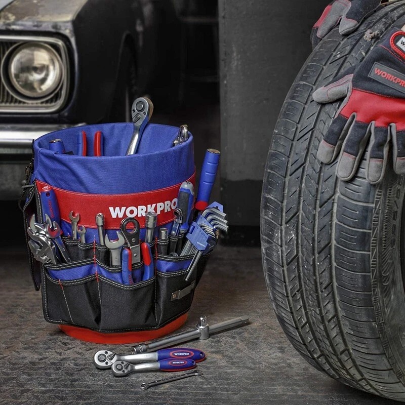 WORKPRO 5 Gallon Bucket Organizer Tote Bag 51 Storage Pocket