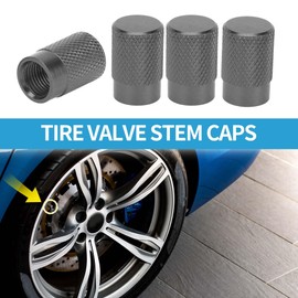 A ABSOPRO Tire Valve Stem Caps 11x16.5MM Car Wheel Valve Cap Aluminum Alloy Grey for Car Bike Motorcycle Truck Anti Crash Tyre Valve Stem Cover Valve Dust Cap Tire Valve Cap 4 Pcs