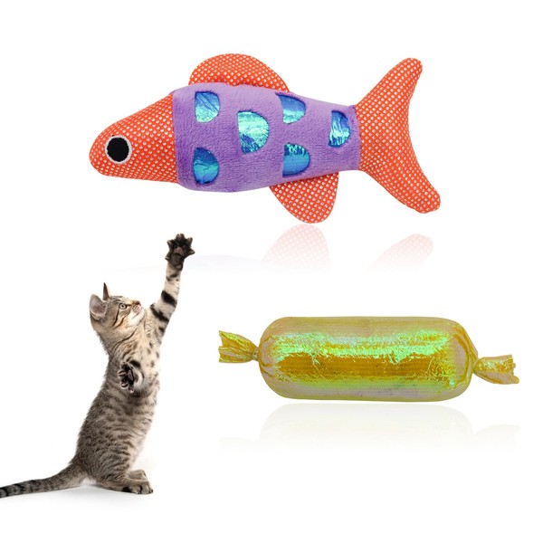 Andiker Cat Catnip Toy, Cat Fish Toy with Crinkle Shine