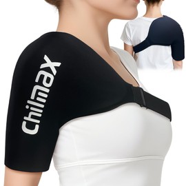 Chilmax Shoulder Ice Pack Rotator Cuff and Arm Cold Therapy,Reusable Hot Gel Wrap,Instant Relieve Shoulder Pain, Fatigue, Sports Injury, Surgery Recovery Gifts for Men & Women (Standard Black)