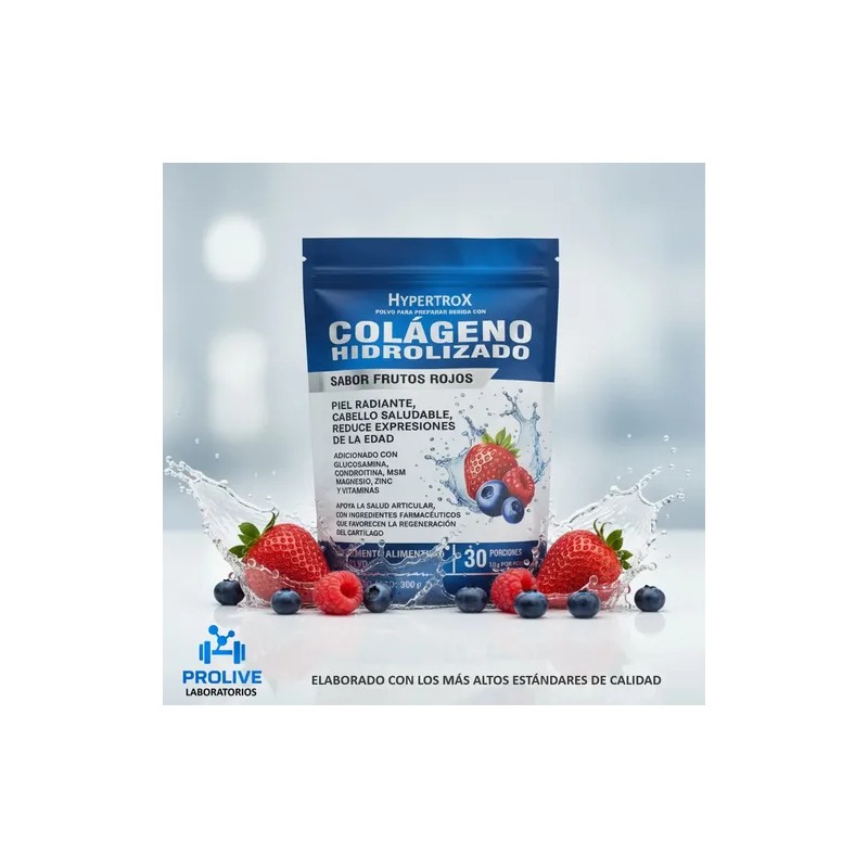Colágeno Hidrolizado 300g Hypertrox Frutos Rojos