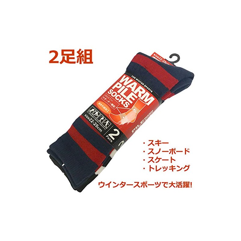 スキーソックス レディース 遠赤加工 冬 靴下 2足組セット スポーツソックス レディース 17851 22～25cm