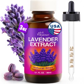 3 Oz Lavender Extract Water-Soluble for Baking Drinks, Coffee, Lattes. Culinary Grade Lavender Essence and Flavoring - Kosher, Keto Friendly, Vegan, Gluten-Free for Beverages & Recipes Includes Measured Dropper (Formula Upgrade)
