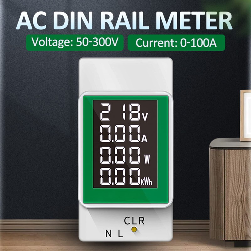SiRyder Digital Ammeter AC50-300V Railway Watts Meter with LCD Display