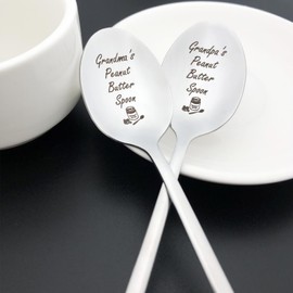 Grandma and Grandpa Gifts Grandma’s Grandpa’s Peanut Butter Spoon Gifts for Grandparents Christmas Anniversary Birthday Gifts for Papa Nana Mothers Day Fathers Day Gift