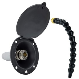 RecPro RV Exterior Spray Port Hook-Up Connector with Flexspout (Black)