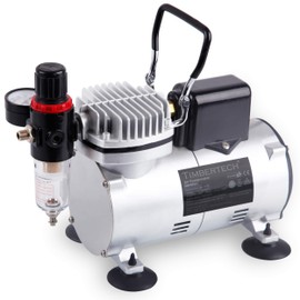 TIMBERTECH TIMBERTECH Airbrush Compressor with Cool-Down Fan ABPST07, Powerful 1/6hp Portable Quiet Airbrush Compressor for Airbrush Paint, Nail Art, Tattoo, Cake Painting, Automotive Graphic, Make-up