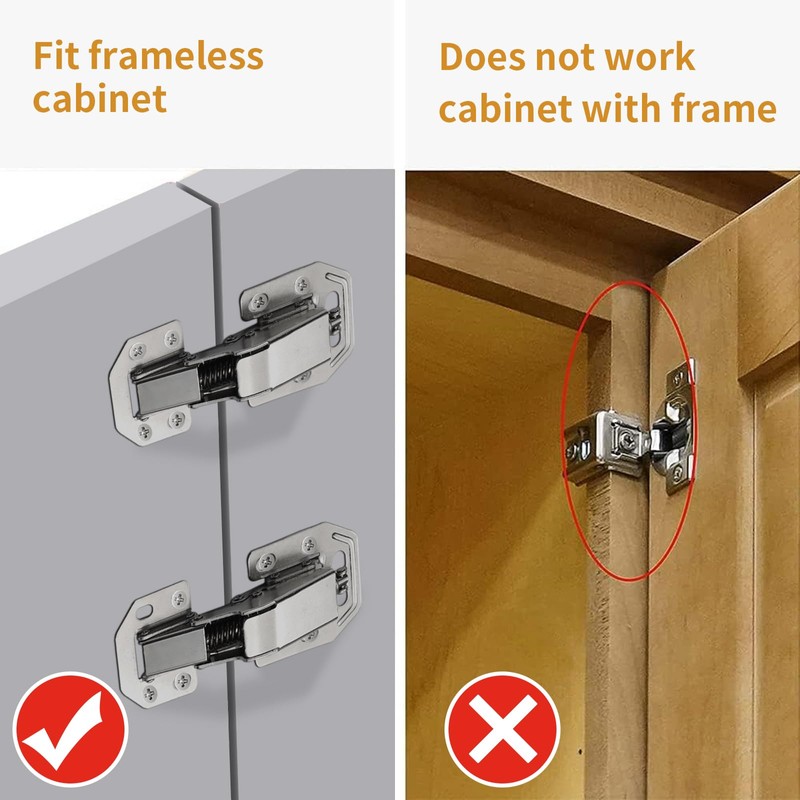 2-Pack Hidden Hinges Soft Close Surface Mount Kitchen Cabinet Hinges,