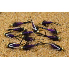 Purple Prince Nymph Flies - Mustad Signture Fly Hooks - Trout Flies (Hook #10)