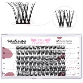 Cluster Eyelashes, Pack of 72 Individual Eyelashes, Eyelash Clusters, DIY Eyelash Extensions, Super-Thin Band, Reusable, Soft & Comfortable (Crush-D-10-16 Mix)