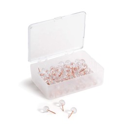 U Brands Sphere Push Pins, Clear Head with Rose Gold Prong, 100 Count (3089U06-24)
