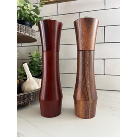 Acacia Wood Salt and Pepper Grinder Set, 8-inch
