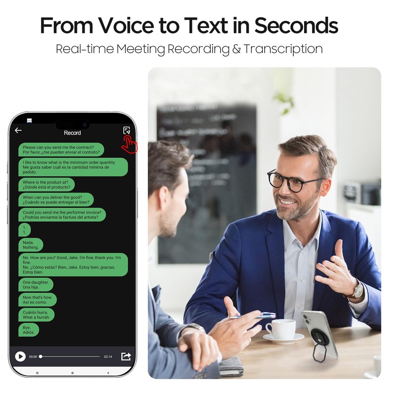 3-in-1 AI Translator Recorder, Language Translator Device, NO FEE for