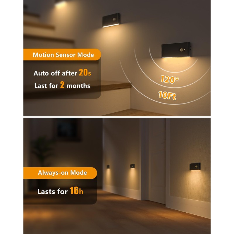WILLED Rechargeable Night Light, Wireless Stair Lights Indoor, Warm White