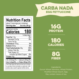 Al Dente Carba-Nada Egg Fettuccine, Lower Carb, High Protein Keto And point-based diet-Friendly, Artisanal, Best Tasting Low Carb Pasta Noodles, Cage-Free Eggs And Non-GMO Ingredients (Pack Of 12)
