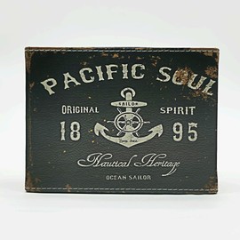 Scakbyer Pen Holder, Rectangle Vintage Pencil Holder with 2 Compartments, PU Leather Art Remote Control Holder Organizer Storage for Desk Accessory (1895-Anchor)